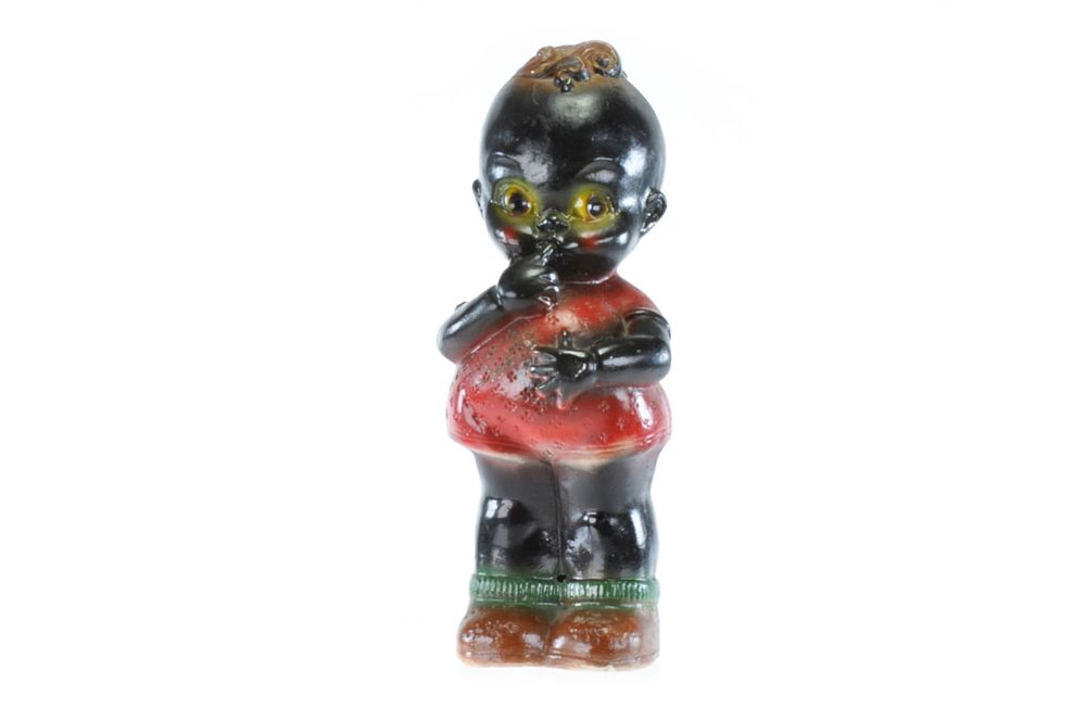Lot 338: Black Americana Chalkware Black Kewpie Doll Baby Bank 12" Tall