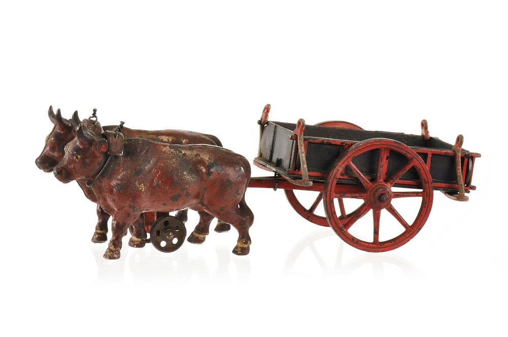 Lot 382: Welker Crosby Ox Cart Cast Iron Toy