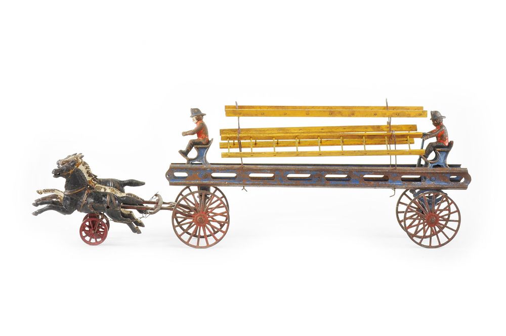 Lot 384: Wilkins Blue Three Horse Fire Ladder Truck