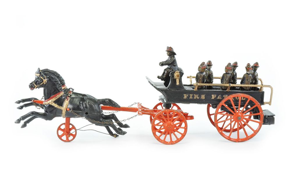 Lot 392: Biggest Ives Fire Patrol Cast Iron with Firemen