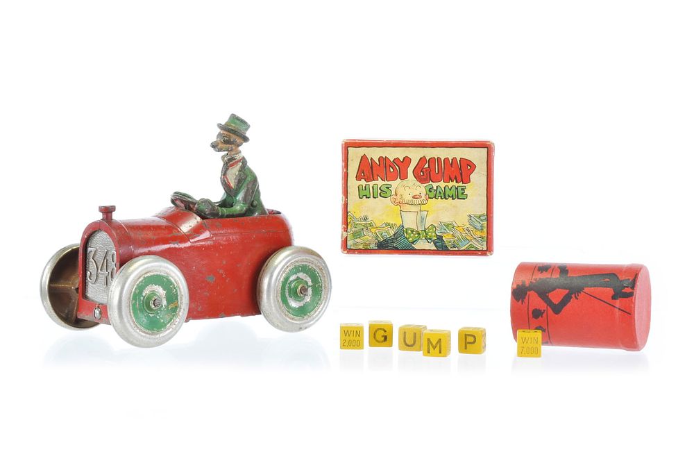 Lot 411: Arcade Toys Cast Iron Andy Gumpmobile & Andy Gump His Game