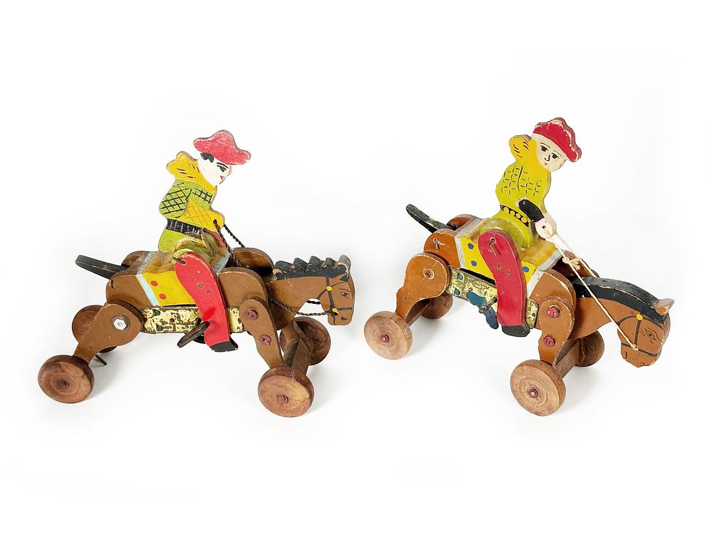 Lot 422: Cowboy and Cowgirl Horse Windup Toys from Japan