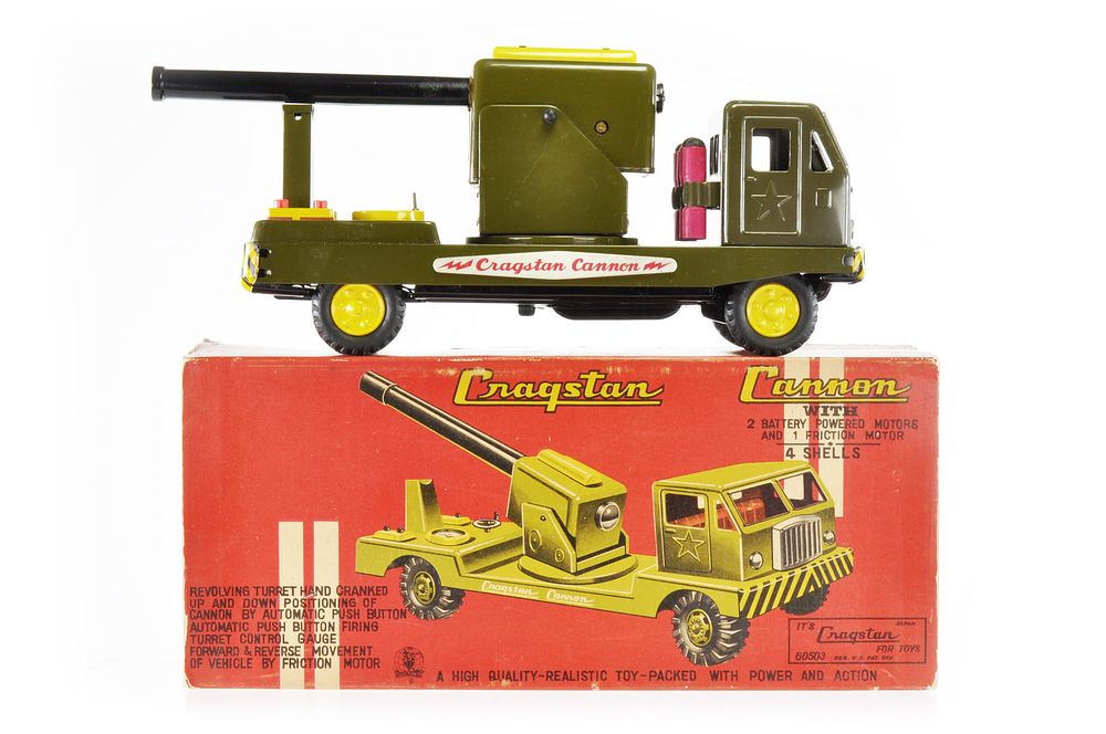 Lot 454: Cragstan Cannon with Friction Truck & Firing Toy Boxed, SSS Japan