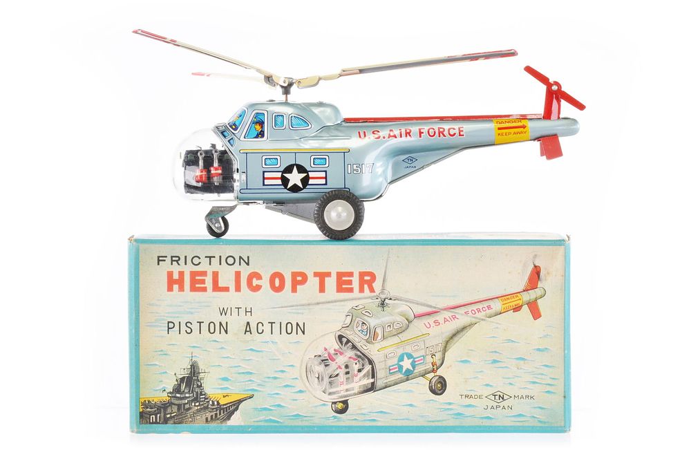Lot 458: Friction Tin Helicopter by Nomura Toys, Japan Boxed