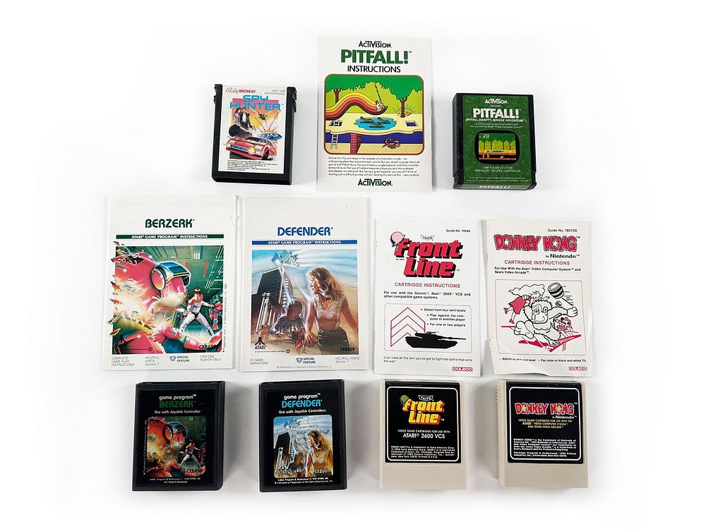 Lot 481: Atari Video Game Cartridges Spy Hunter, Pitfall, Berzerk, Front Line, Plus