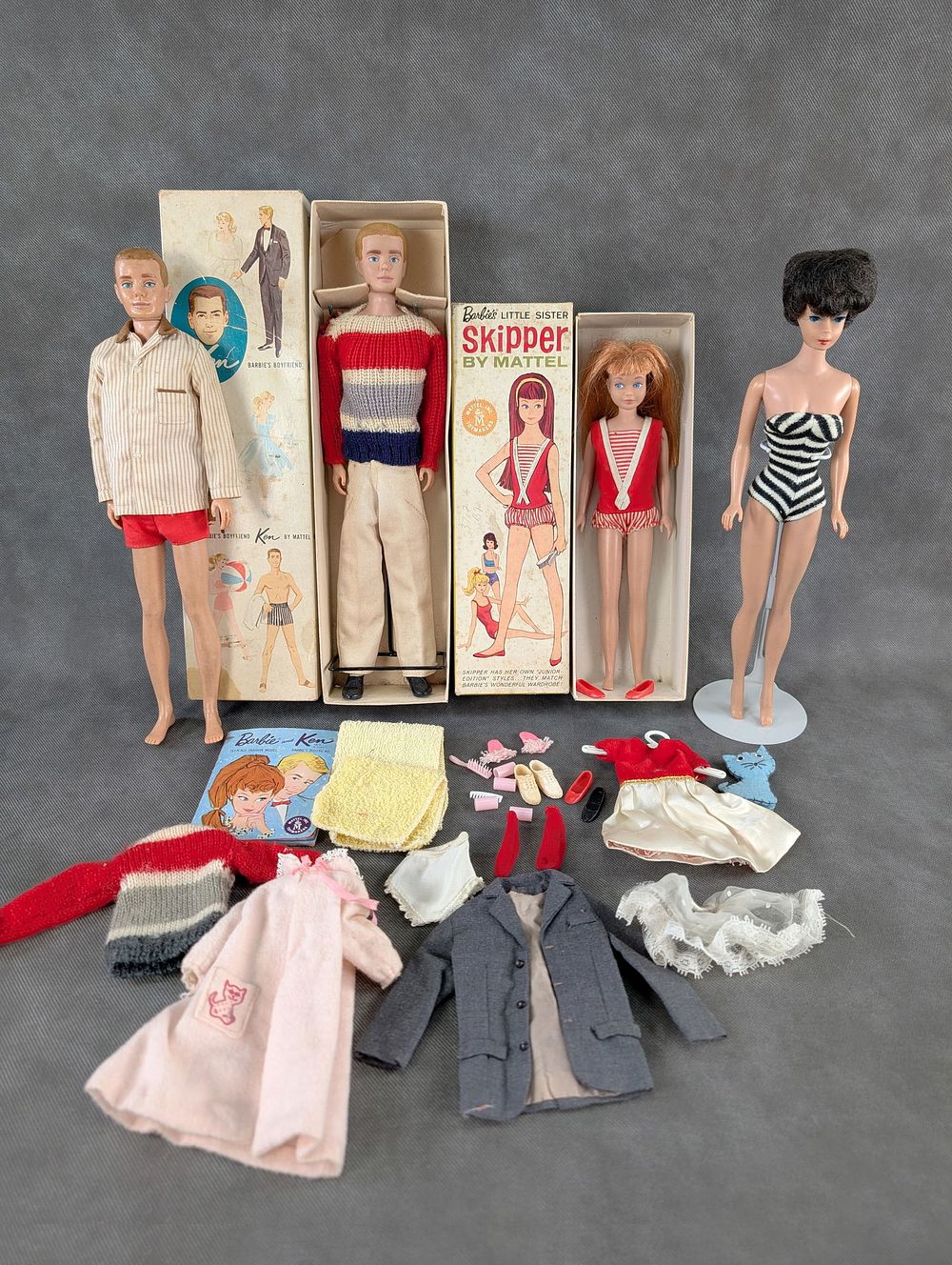 Lot 148: 1960's Bubble Cut Barbie Ken Skipper & Clothing Lot
