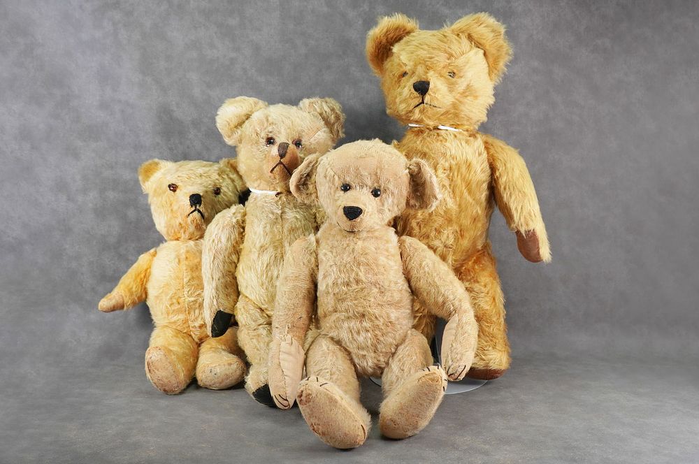 Lot 204A: Lot of 4 Antique Teddy Bears