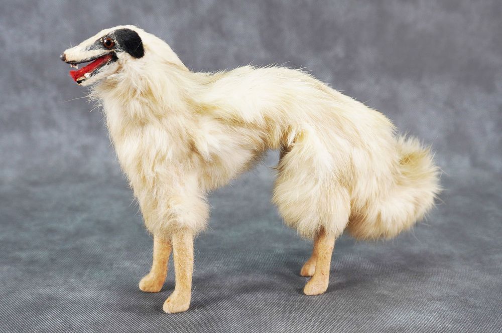 Lot 204D: 1800's French Borzoi Miniature Dog Glass Eyes