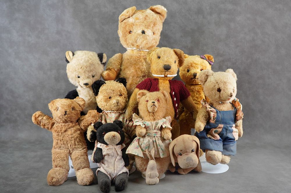 Lot 204H: Lot of 10 Antique & Vintage Teddy Bears Great Assortment