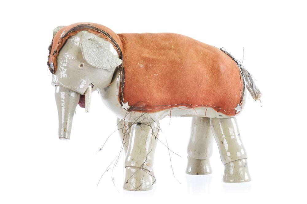 Lot 215: Schoenhut Wooden Elephant with Blanket