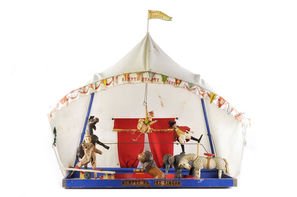 Lot 241: Large Schoenhut Circus Tent with Performers