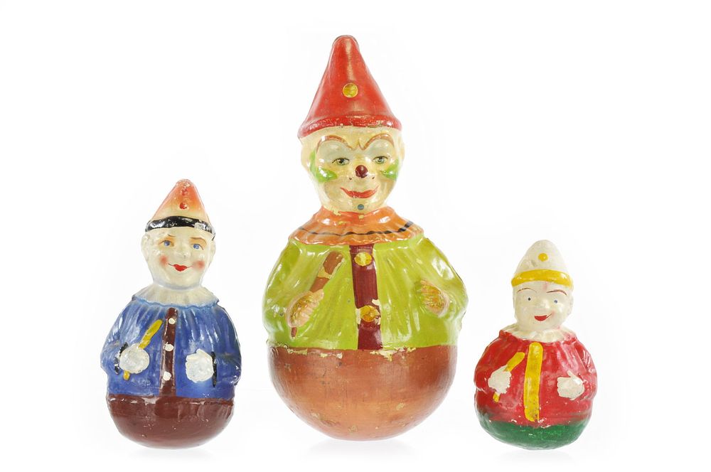 Lot 259: Set of 3 Schoenhut Rolly Dolly Clowns
