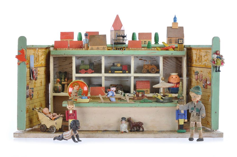 Lot 274B: German Erzgebirge Toy Shop Folk Art Lots of Accessories