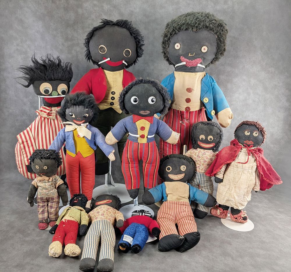 Lot 287: Lot of 12 Black Americana Rag Dolls 11" - 28" tall