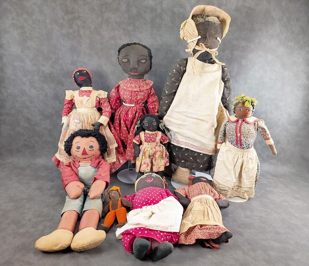 Lot 288: 9 Black Rag Doll including Black Raggedy Ann Rare