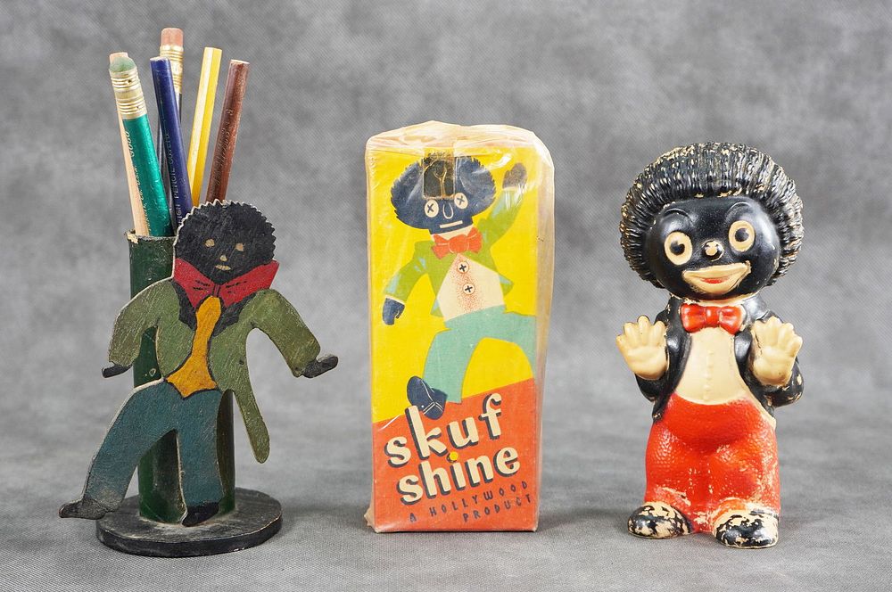 Lot 292: Black Americana Pencil Case Squeeze Toy & Skuf Shine Bottle NMIB