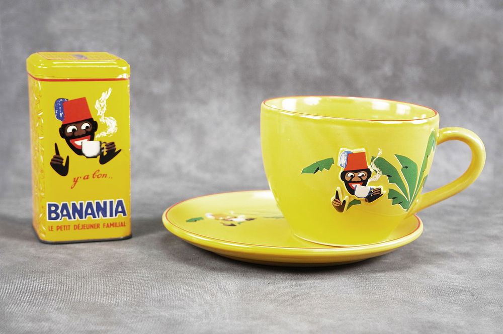 Lot 294: Advertising Banania Oversized Cup and Saucer plus Advertising Tin