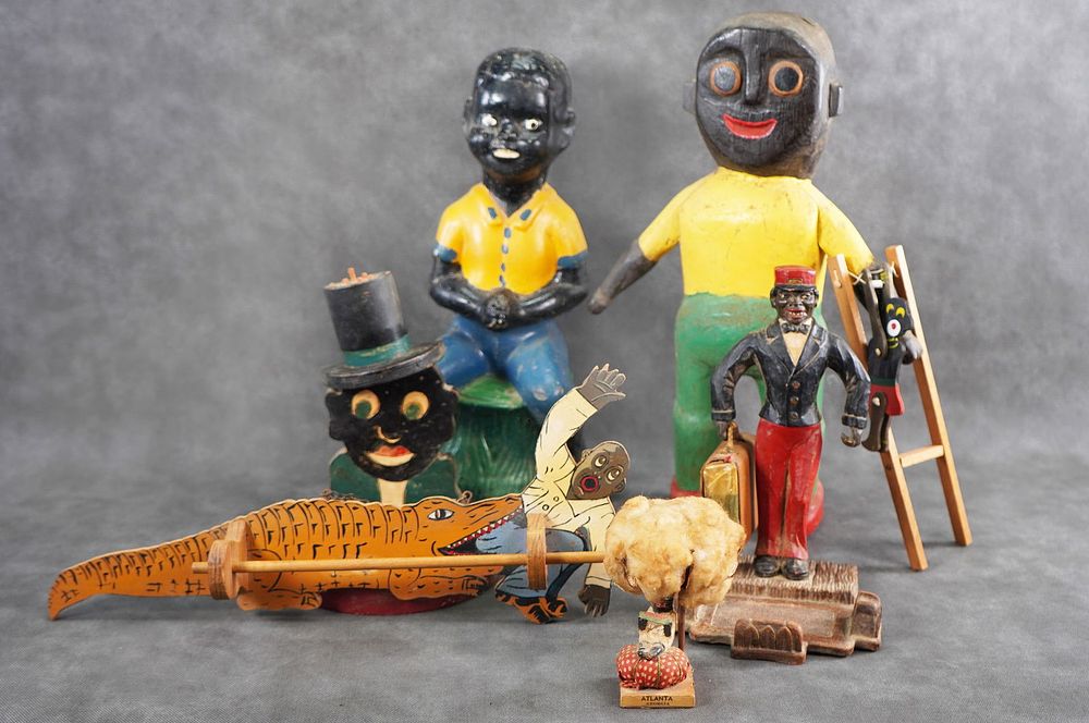 Lot 298: Wood Porter Carrying Luggage & more wood Novelties