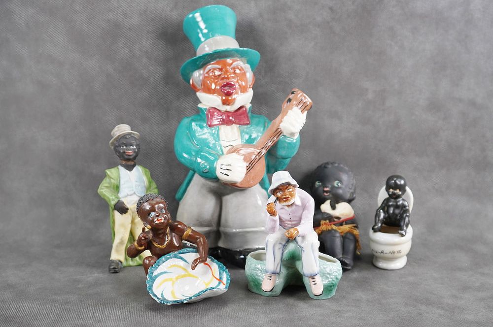 Lot 300: Black Americana Figural Bottles and Other Bisque Items