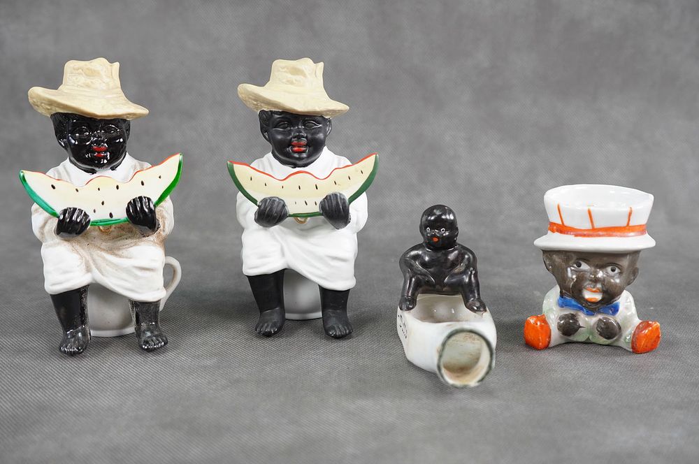 Lot 308: Lot of Ceramic Men Eating Watermelon Figural
