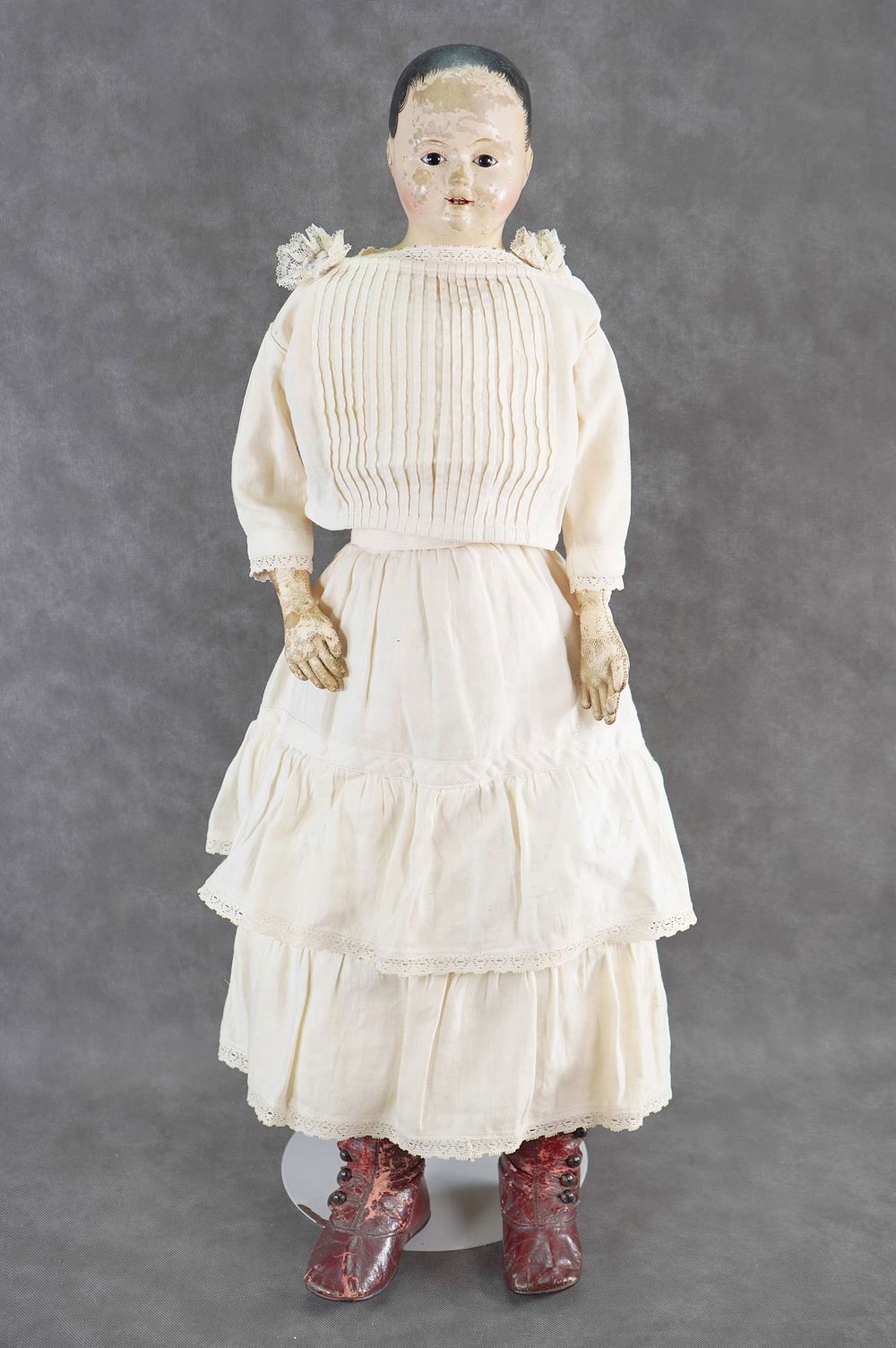 Lot 41C: c1840's French Johann Muller / Andreas Voit Paper Mache' Shoulder Head Doll