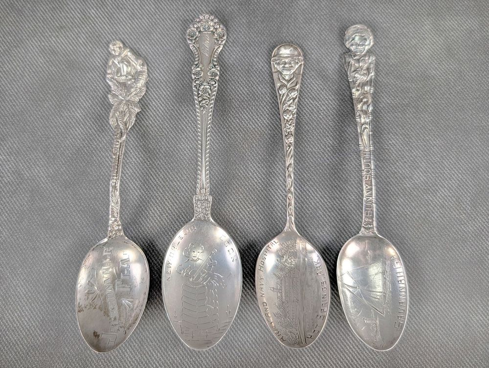 Lot 321: Antique Lot of 4 Black Americana Souvenir Spoons Sterling Silver