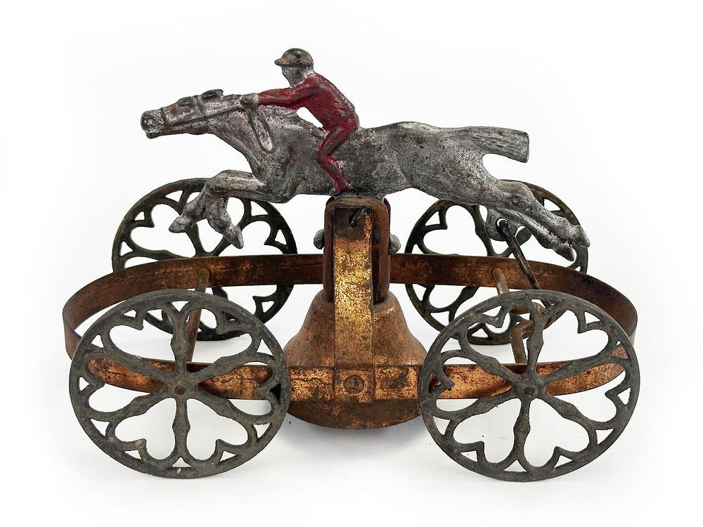 Lot 179: Rare Hubley Steeplechase Racing Horse Bell Toy