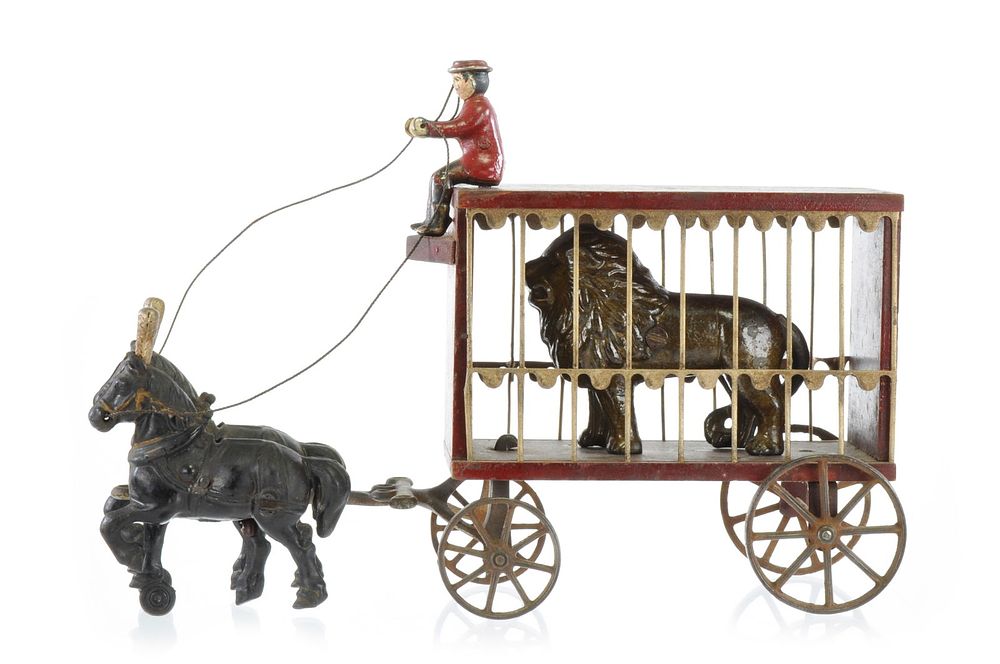 Lot 181: Arcade Toys Horse Drawn Circus Cage with Lion