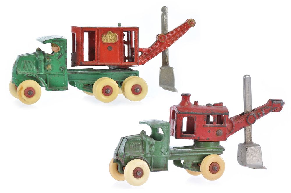 Lot 189: Two Hubley General Steam Shovel Mack Iron Toys