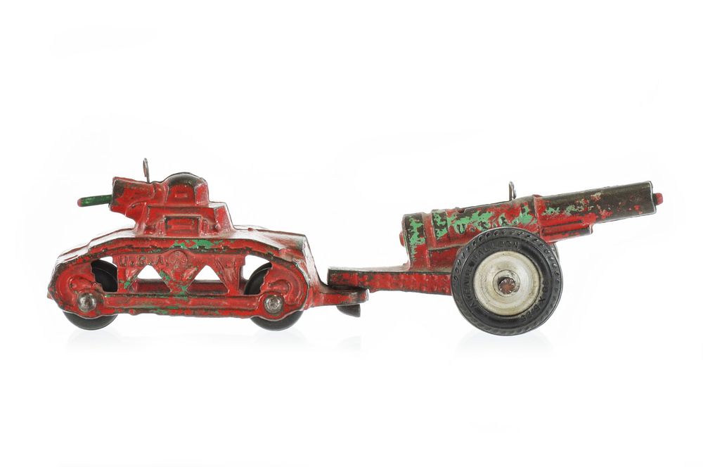 Lot 193: Cast Iron Tank and Cannon by Arcade Toys
