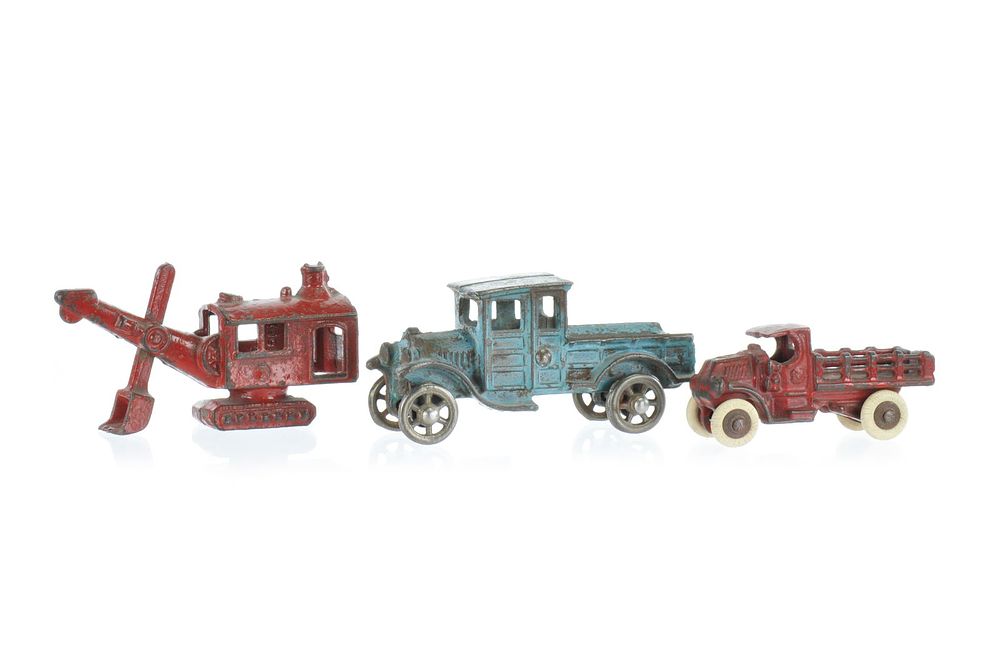 Lot 196: A.C. Williams Truck and Hubley Shovel Iron Lot of 3