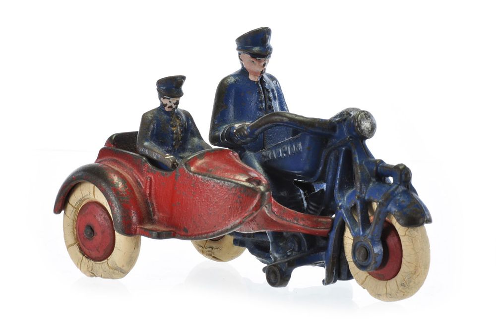 Lot 212: Champion Motorcycle with Sidecar and Rider Cast Iron