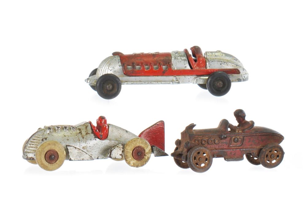 Lot 243: Iron and Cast Race Car Set of 3