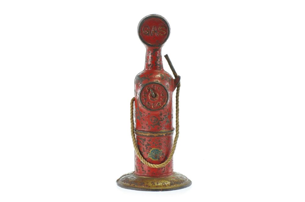 Lot 280: Arcade Toys Gas Pump in Red with Partial Sticker