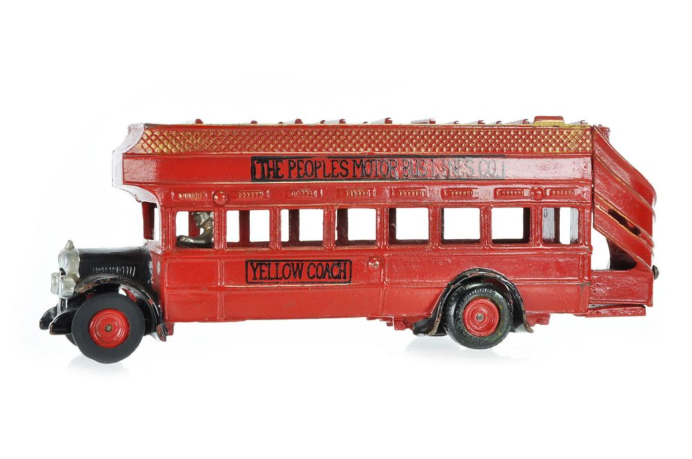 Lot 302: Arcade Peoples Motor Bus Lines Co. Yellow Coach Iron