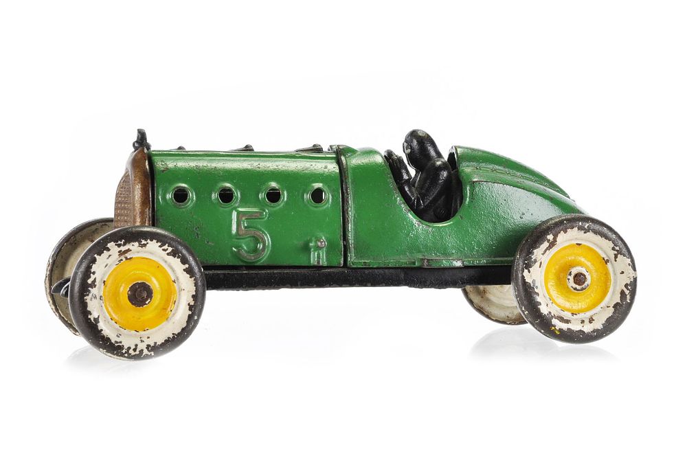 Lot 303: Hubley Green Race Car #5 Cast Iron