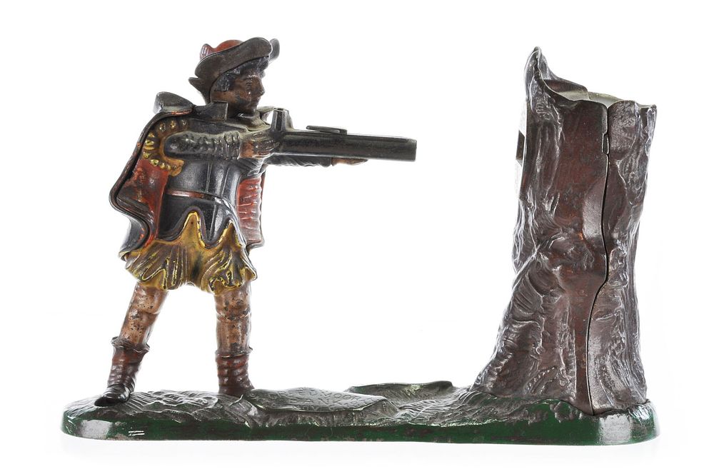 Lot 313: J & E Stevens ca. 1877 New Creedmoor Cast Iron Mechanical Bank