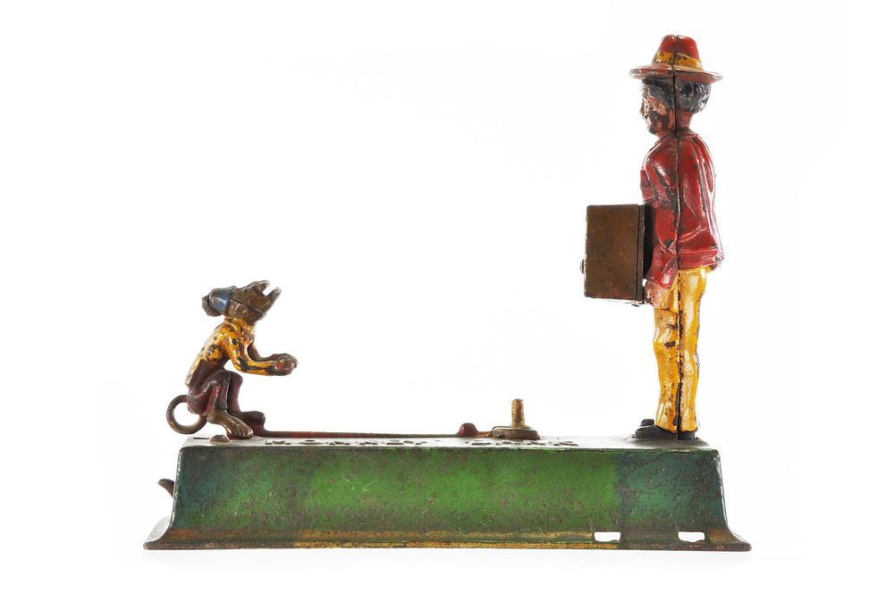 Lot 323: Hubley Organ Grinder/Monkey Bank Cast Iron Mechanical Bank #208