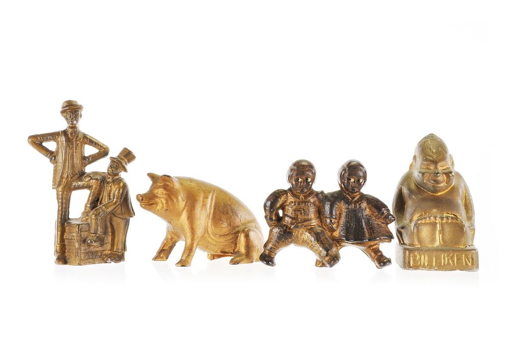 Lot 326: A.C. Williams and Wilton Set of 4 Still Banks Mutt & Jeff, Sitting Pig, Campbell Kids, Billiken