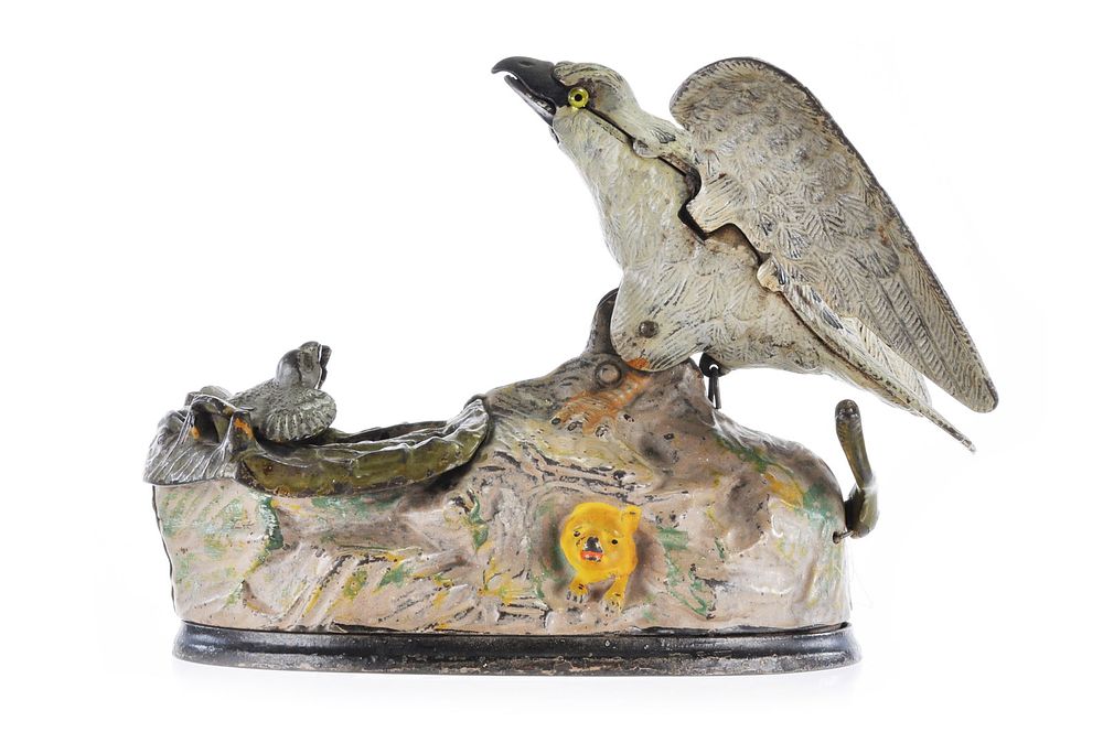 Lot 327: J & E Stevens Cast Iron No. 300 Mechanical Eagle Bank