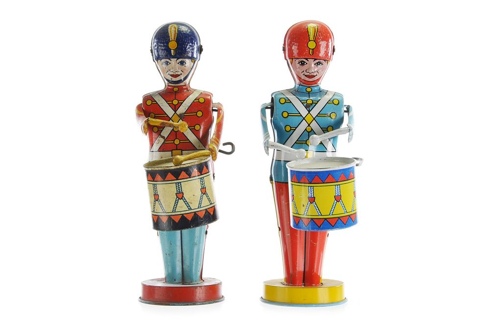 Lot 346: Chein Tin Litho Drummer Boy Soldier Windup Toys (2)