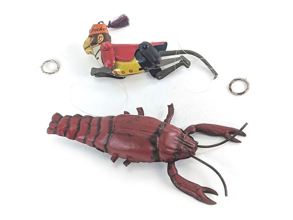 Lot 365: Louis Marx Tin Litho Jocko Monkey & Early Windup Tin Litho Lobster