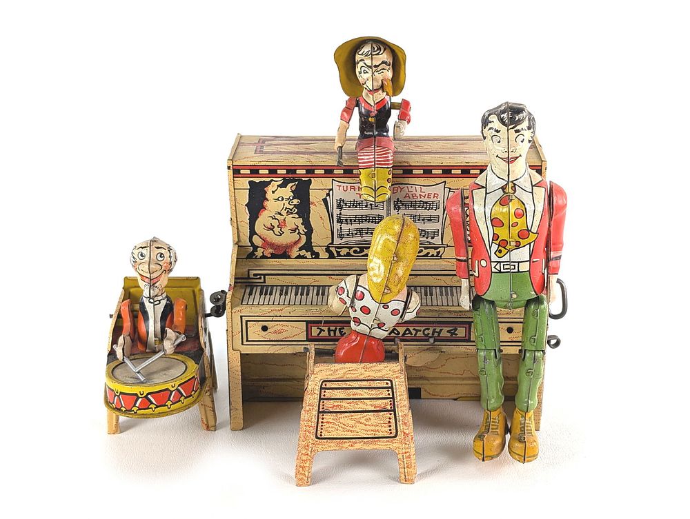 Lot 384: Unique Art Tin Litho Windup Li'l Abner Band Works