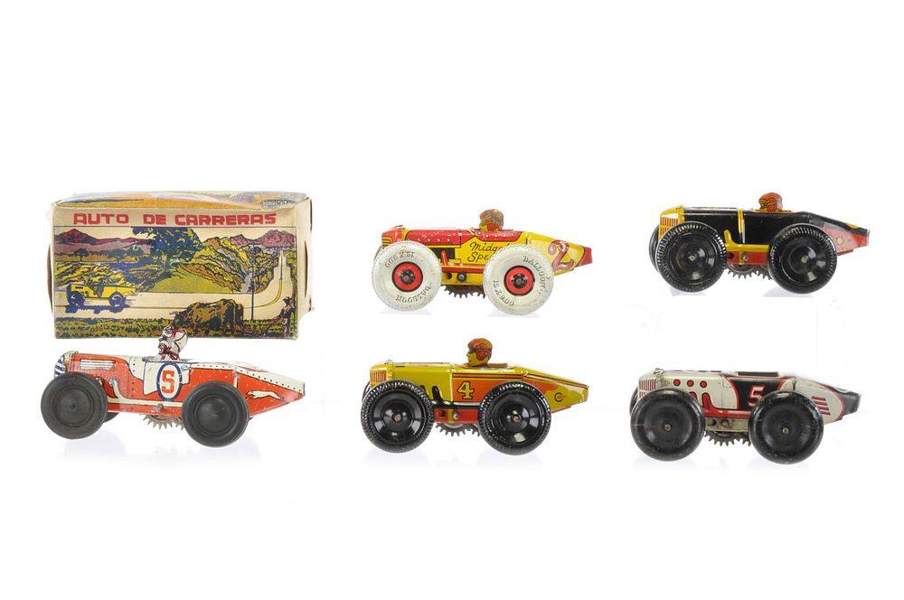 Lot 413: Marx Windup Race Car and Spanish Tin Toy Lot of 5