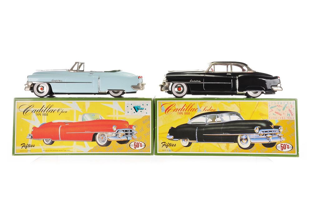 Lot 416: Cadillac Convertible and Hardtop Tin Japanese Cars Boxed