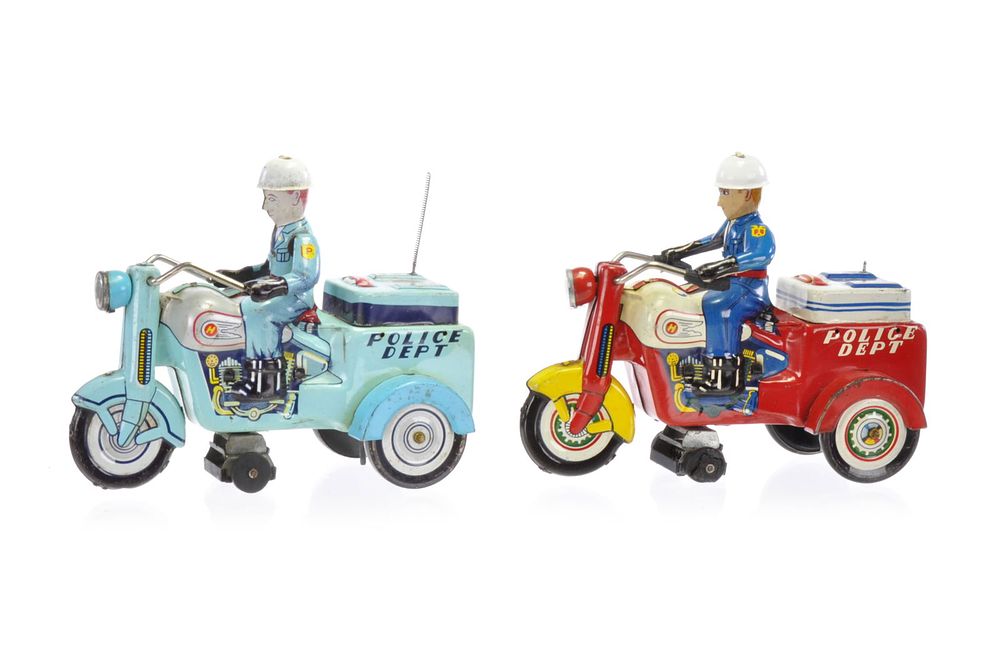 Lot 427: Yoshiya (KO) Japanese Tin Police Department Motorcycle Lot of 2