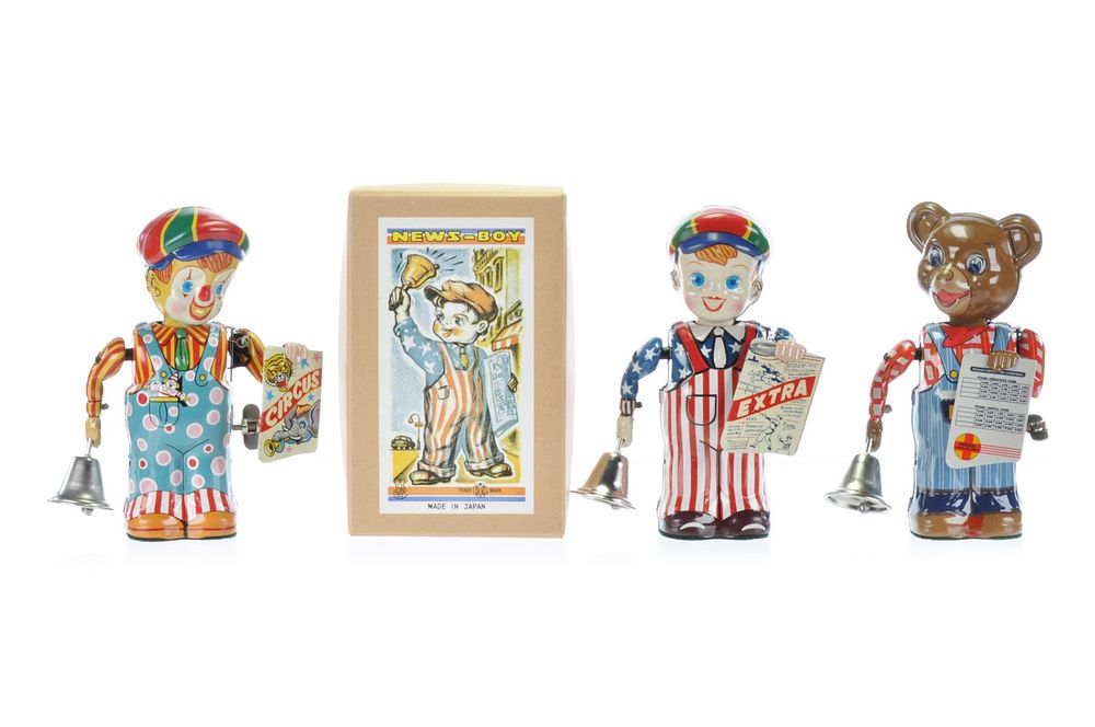 Lot 447: TPS Windup Bell Ringer Tin Lot of Three