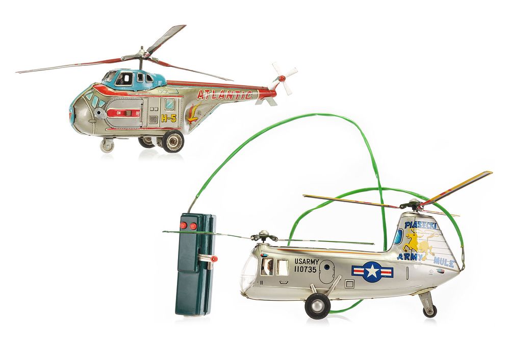 Lot 454: Cragstan ALPS Piasecki Army Mule & Atlantic Helicopters Japanese Tin