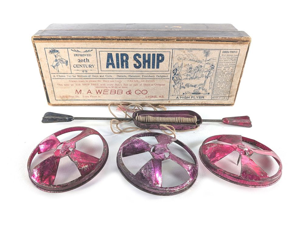 Lot 463: Premium Patent Date 1900 Airship High Flyer M.A. Webb & Co Lyons KS Boxed