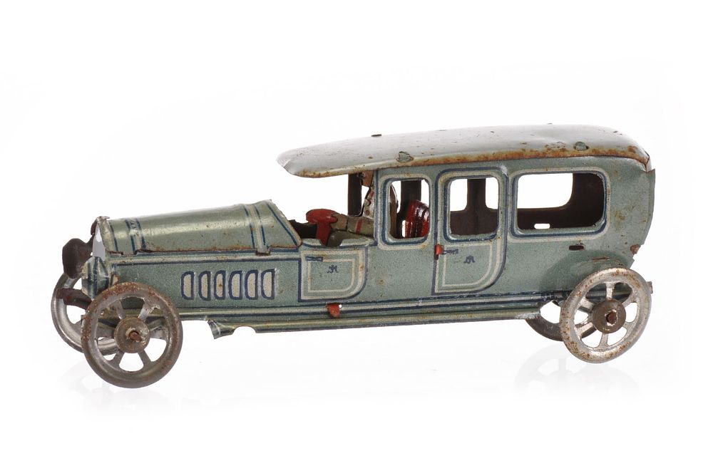 Lot 503: J. Meier Tin Penny Toy Grey Limousine with Driver
